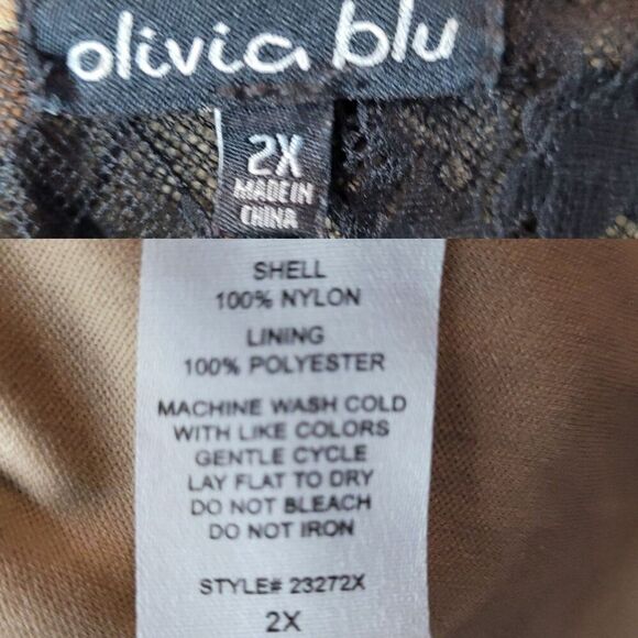 Blouse Womens Plus Sz 2X Black Lace Overlay Illusion Sweetheart Top Night Out - Picture 3 of 9